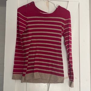 Banana Republic striped deep pink sweater with accent buttons. Sz XS